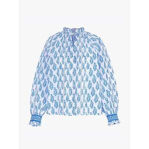 PINK CITY PRINTS Ocean Zinna Helena Blouse Blue Size XXS